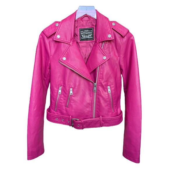 Levi's Jackets & Blazers - Levi’s Hot Pink Faux Leather Moto Jacket XS (NWT)